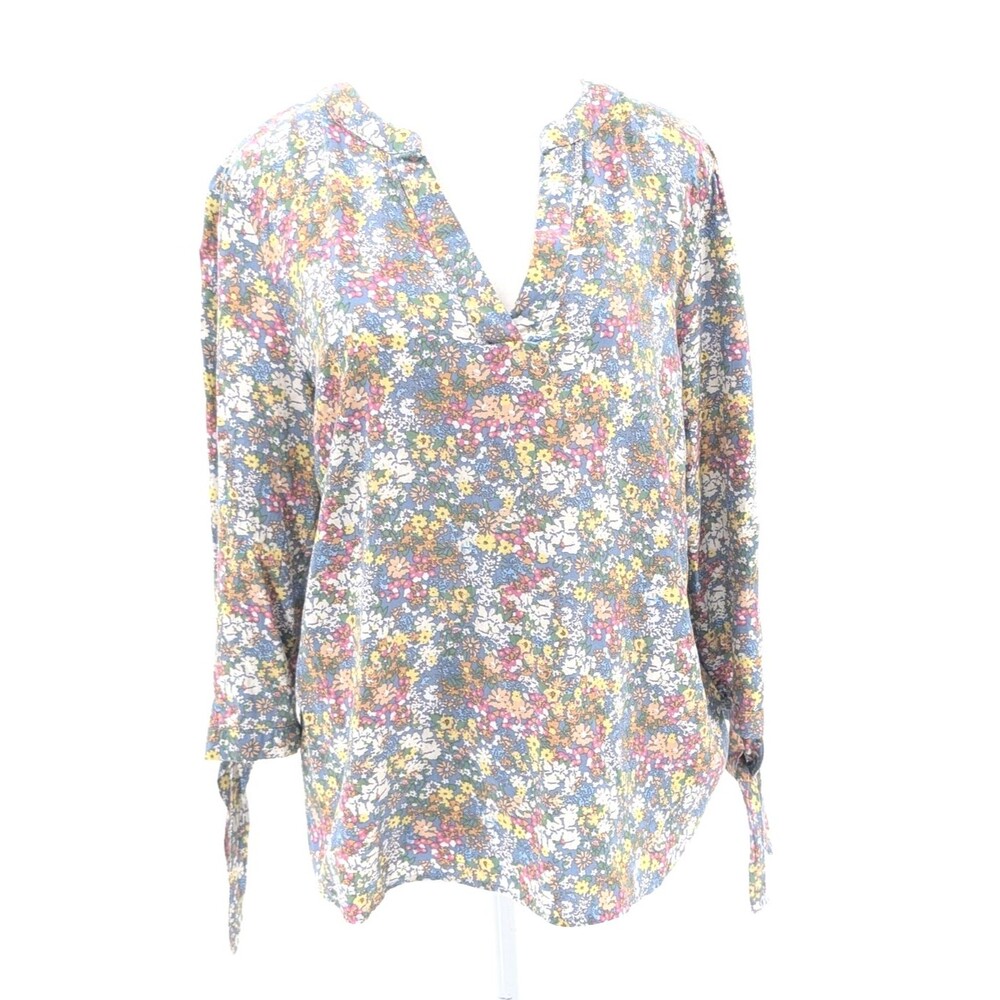 Emerson Rose Purple Boho Long Sleeve Floral Whimsical Blouse Size Large
